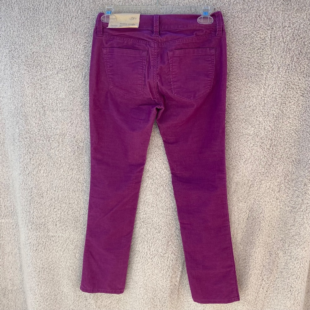LOFT modern straight corduroy pants, magenta pink, size 24 petite - Picture 14 of 16